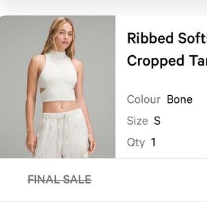 lululemon athletica Ribbed Mock-Neck Cropped Tank - Bone
